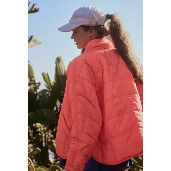 NWT Free People Pippa Packable Puffer Jacket Neon Coral FP Movement Medium - Picture 12 of 12